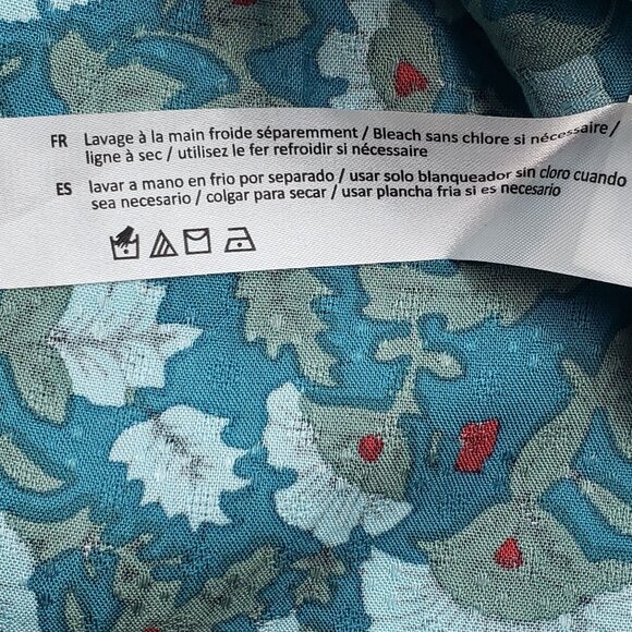 Band Of The Free Mallory Floral Babydoll Mini Dress Size Medium Deep Teal Aqua - Picture 12 of 16